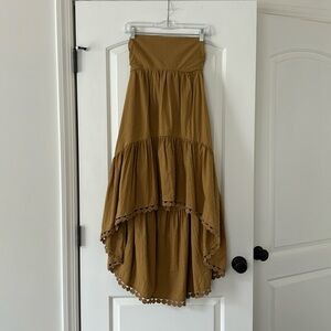 Anthropologie ladies Maeve gold high low midi dress size small